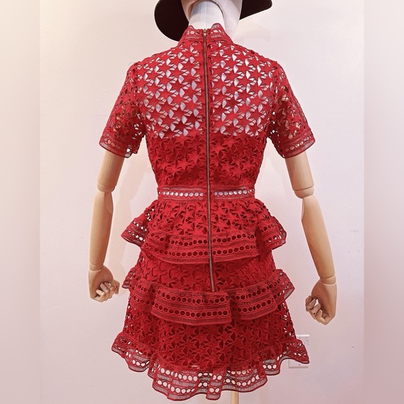 HIGH NECK STAR LACE PANELLED DRESS By Self-portrait - Picture 5 of 10